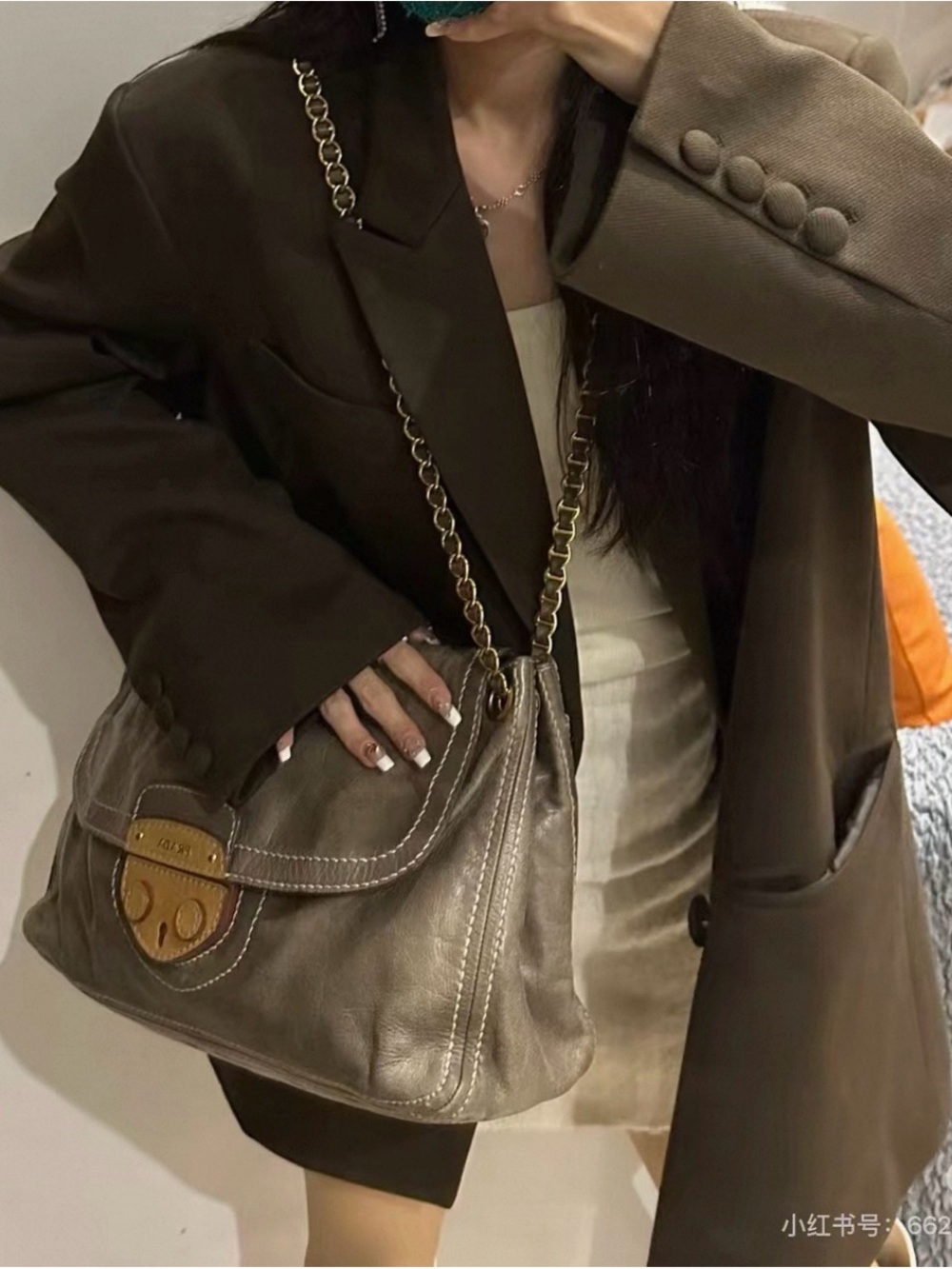 Vintage Prada Leather Chain Bag